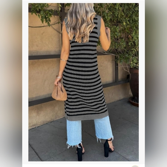 V Neck Striped Fall Sweater Vest/Dress/Cardigan #1080 NWOT - Picture 5 of 12